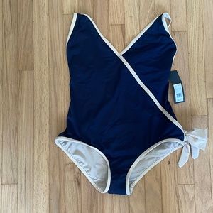 MARC BY MARC JACOBS size XL bathing suit NWT navy and beige with bow detail